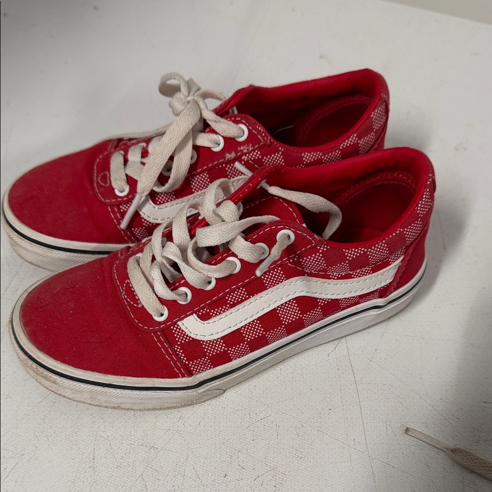 Vans Kids Red and White Checkered Sneakers